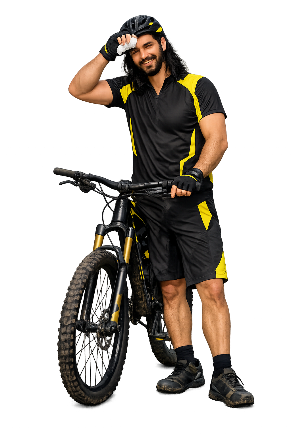 Biker in mountain bike sul percorso tra Casperia e Valle Santa nella Sabina