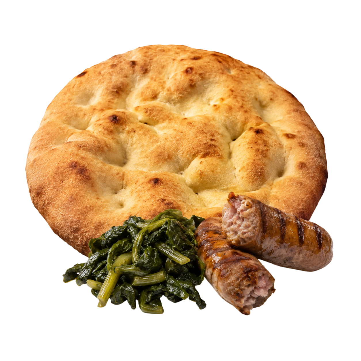 Pizzillu di Orvinio con salsicce e cicoria