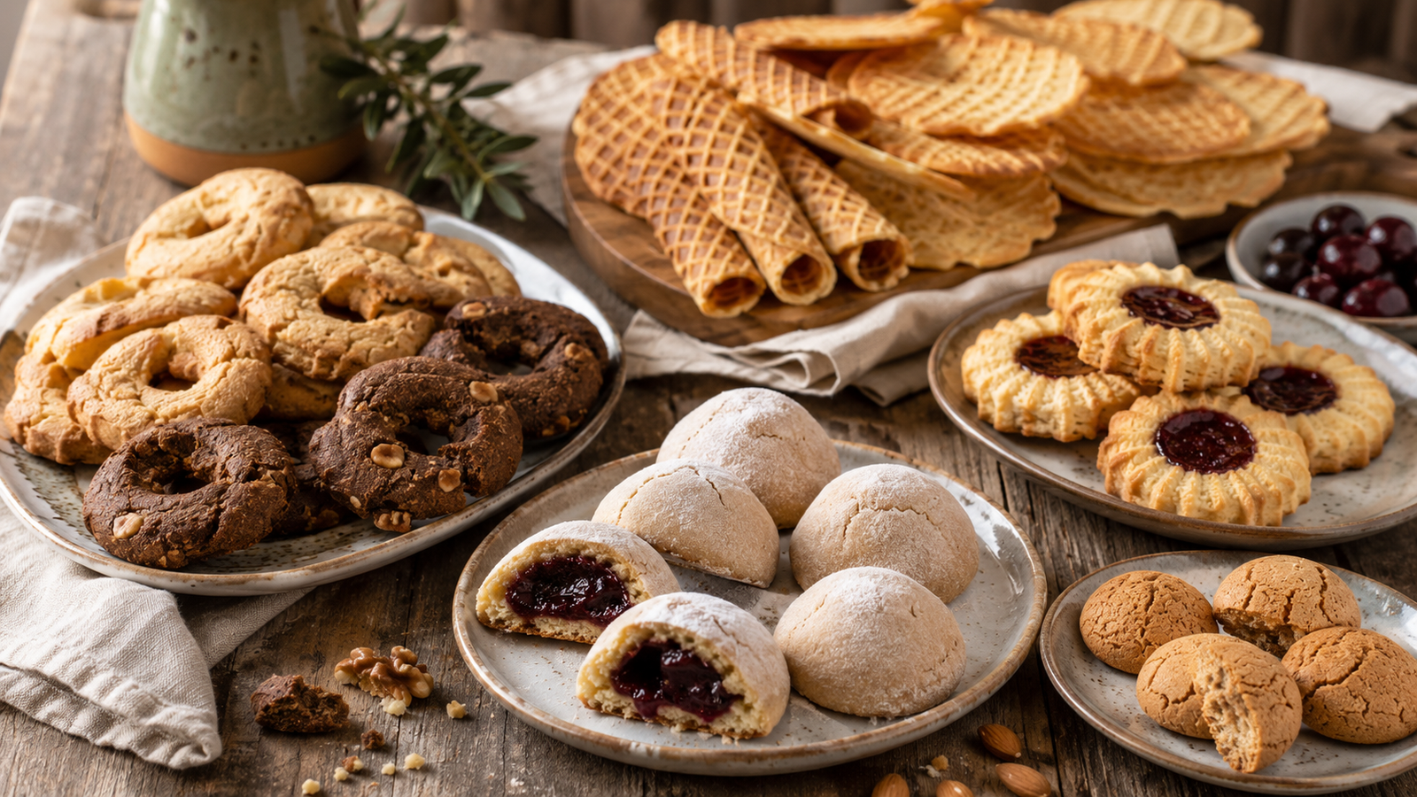 Dolci stimiglianesi con ciambelline, ferratelle, amaretti e paste ripiene