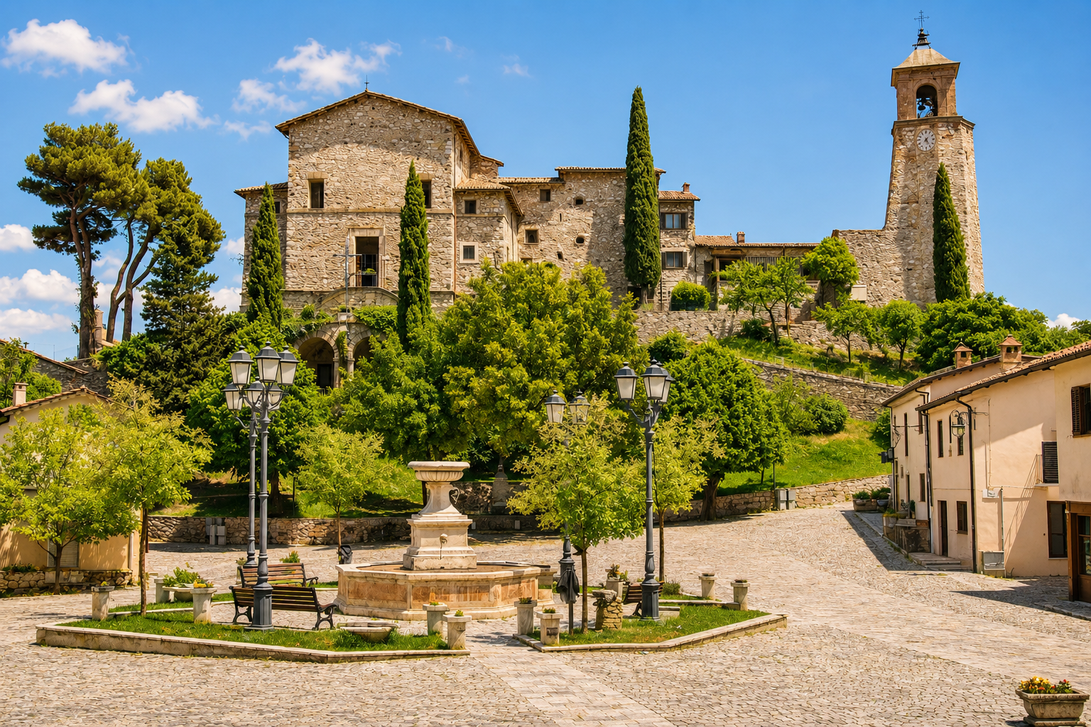 Greccio, panorama del borgo