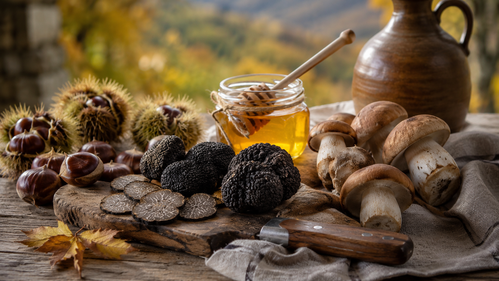 Sapori del bosco di Turania con castagne, tartufo, miele e prodotti della Valle del Turano