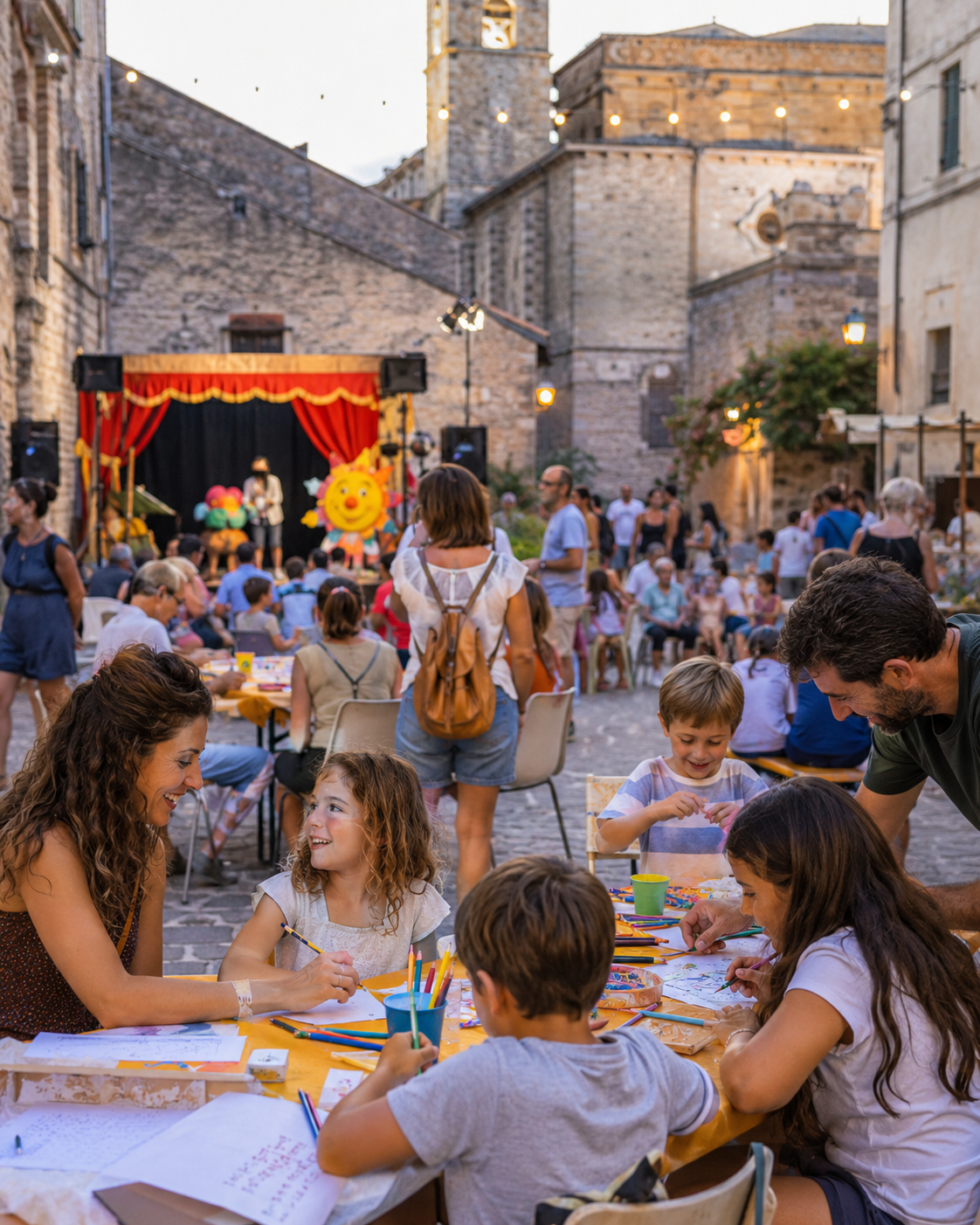 Evento per famiglie in una piazza della Sabina