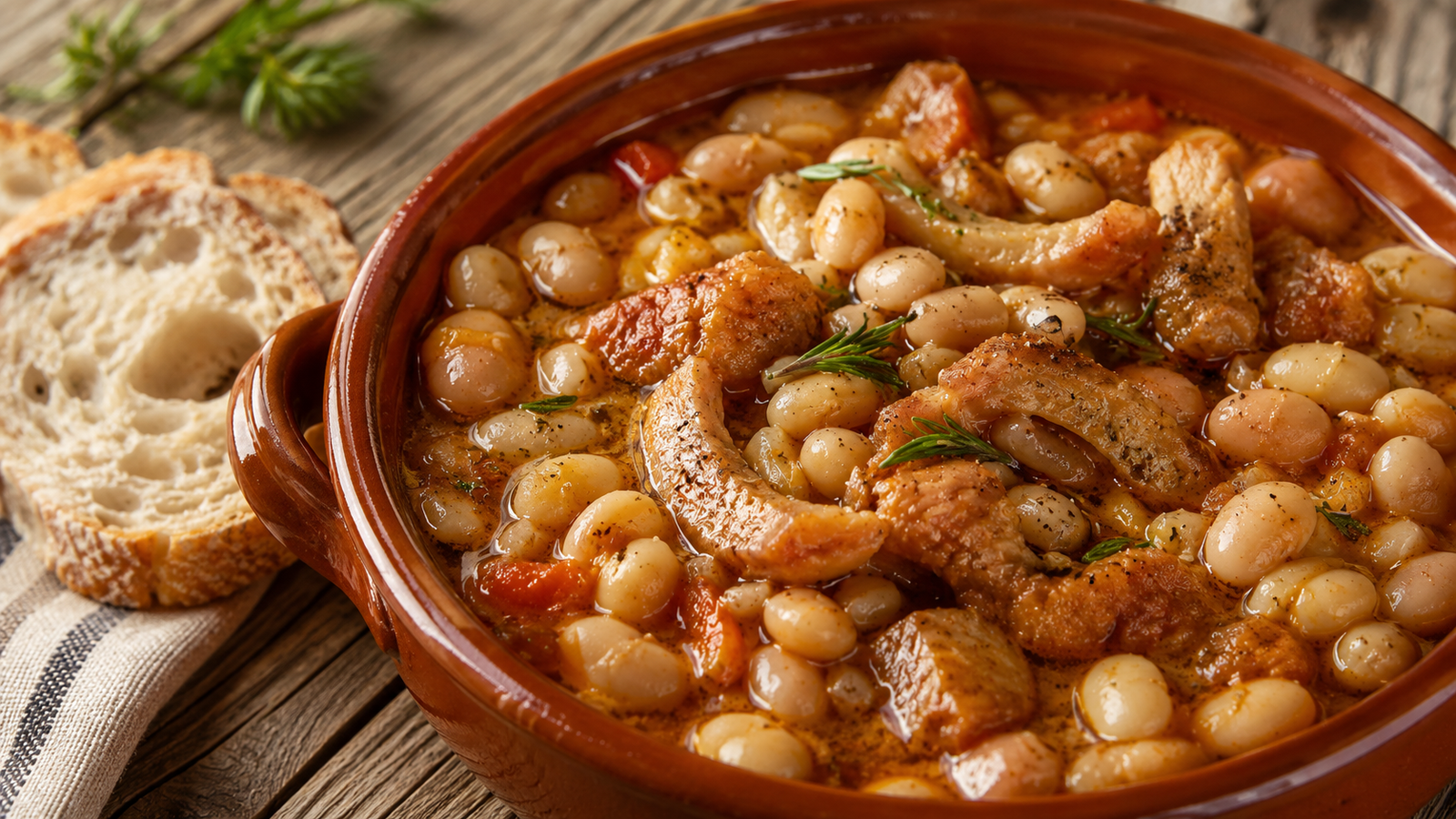 Fagioli con le cotiche della cucina tradizionale