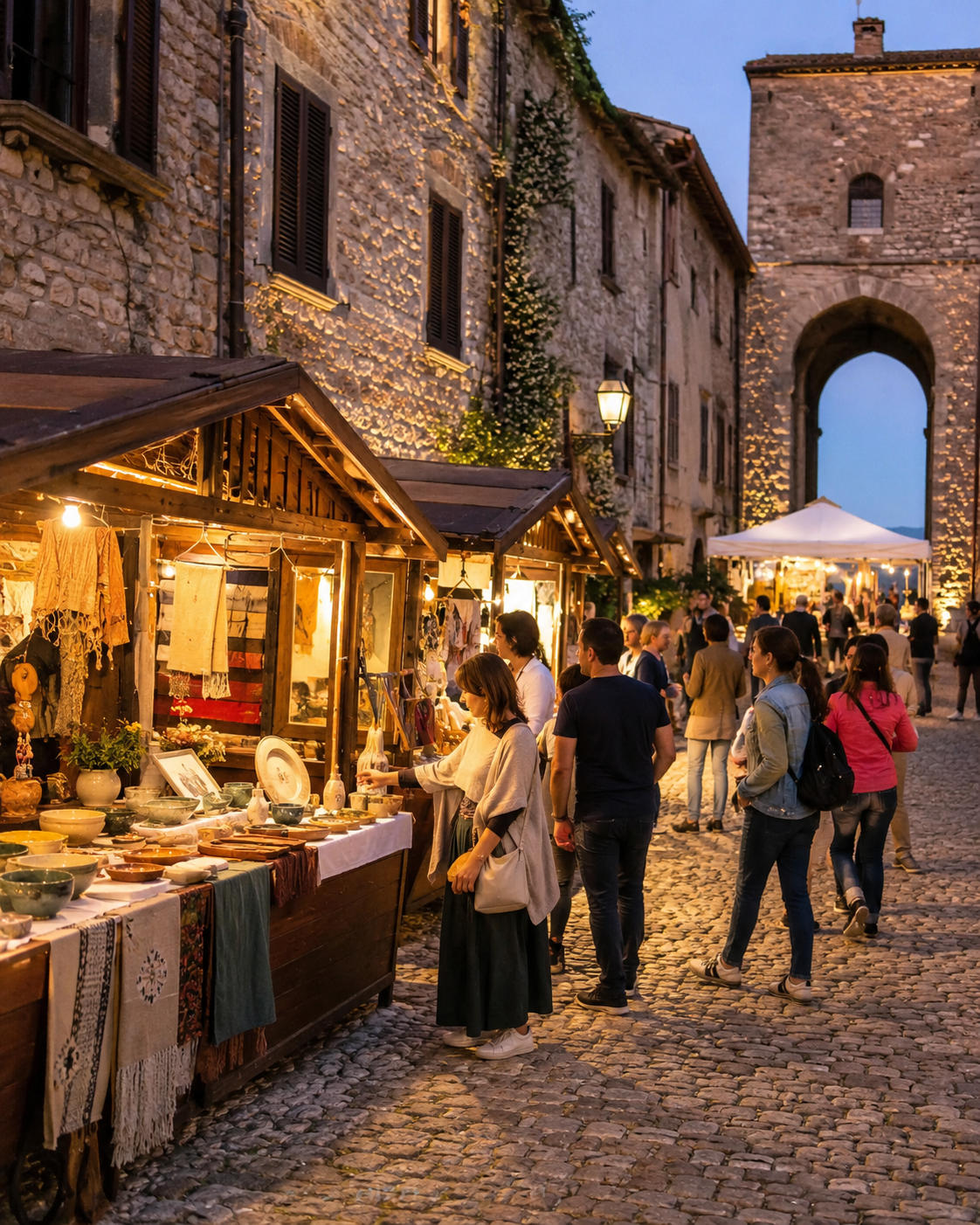 Mercatino artigianale in un borgo storico della Sabina