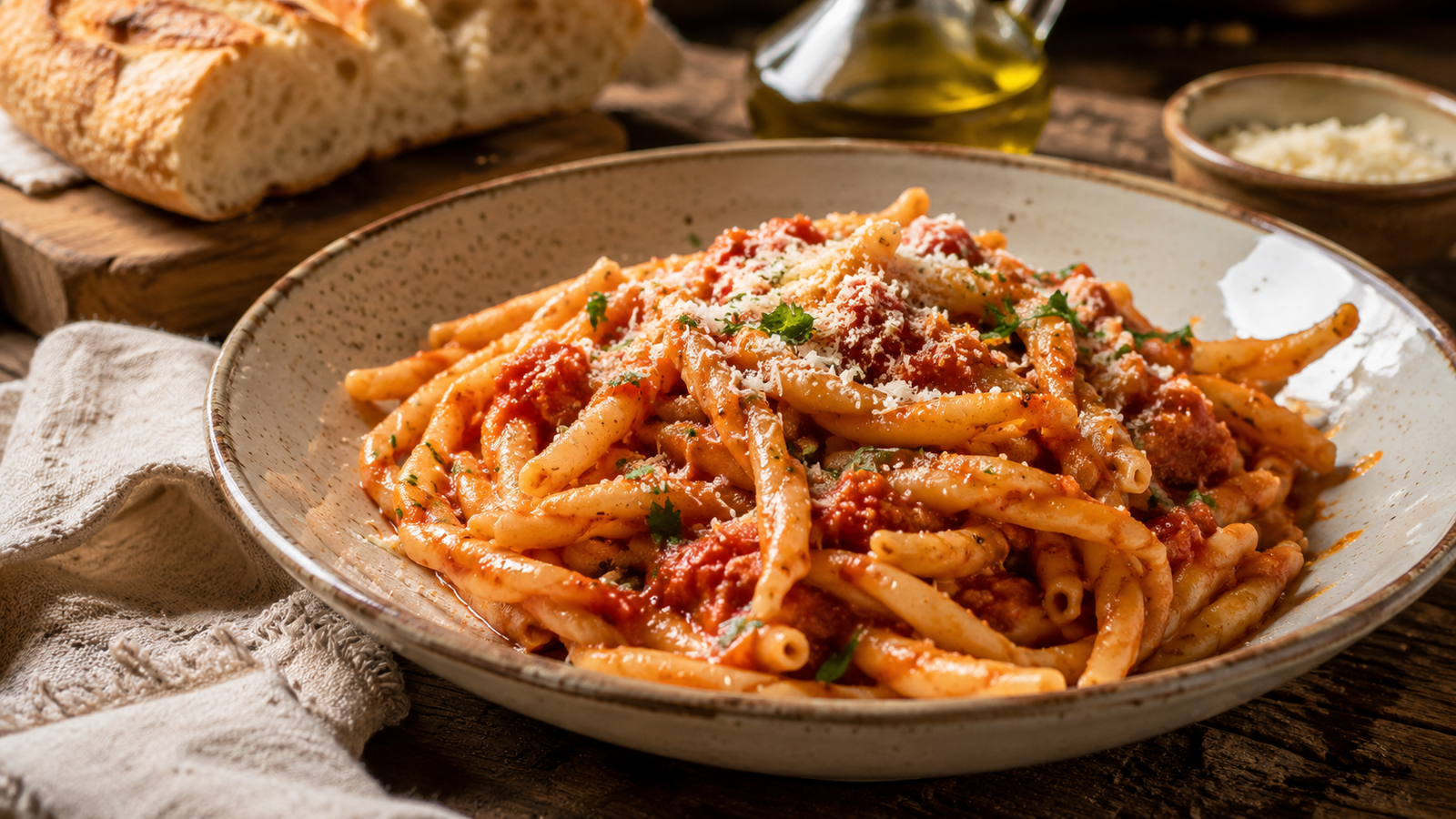 Pasta fatta in casa con sugo piccante
