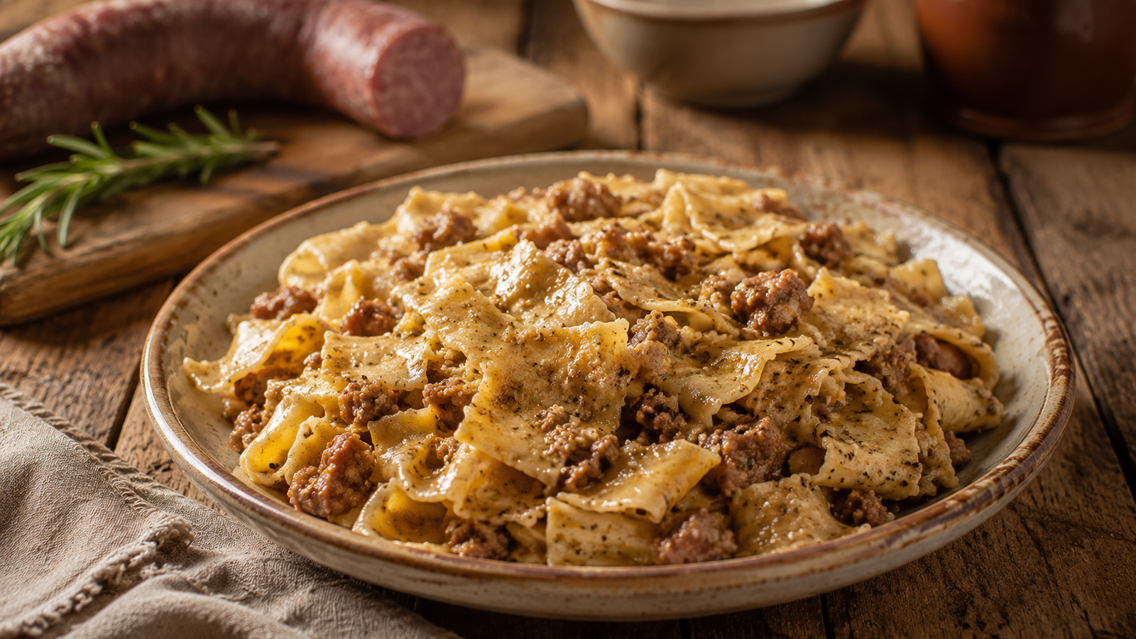 Fregnacce con salsiccia