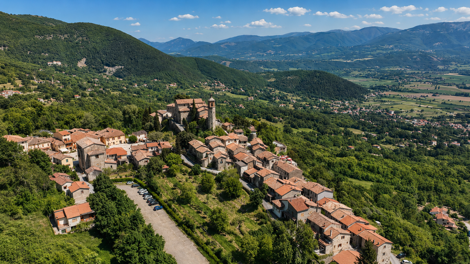 Greccio con il borgo medievale e la Conca Reatina