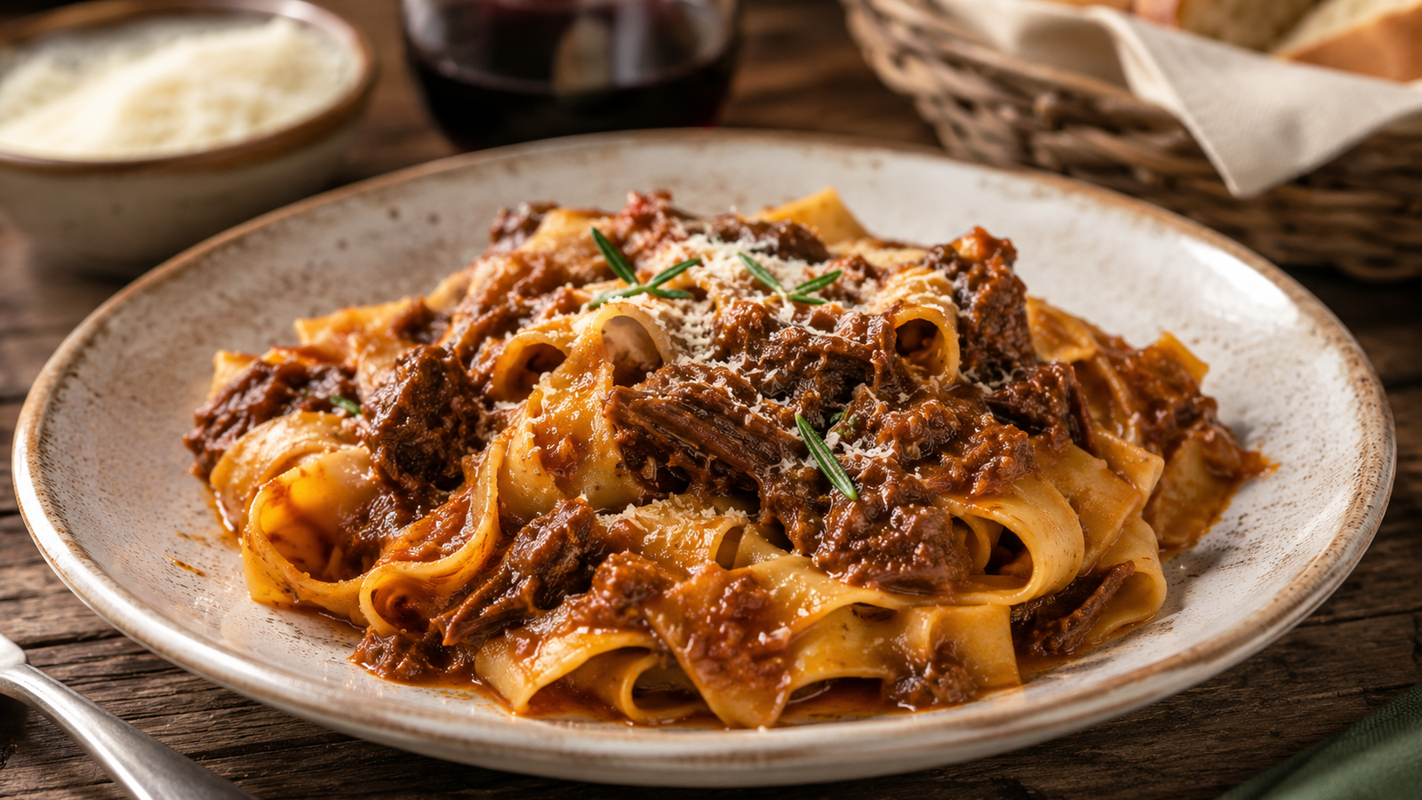 Pappardelle al cinghiale della cucina di montagna