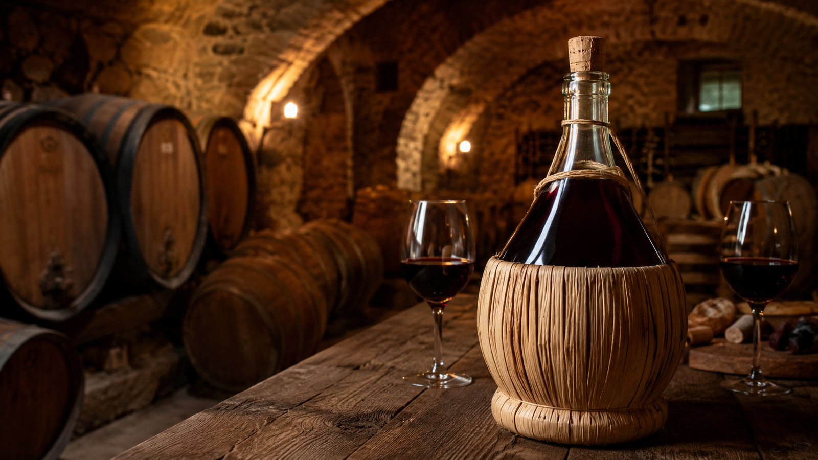 Vino locale in un’antica cantina