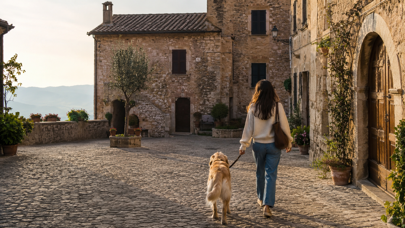 Passeggiata nella natura della Sabina con un cane