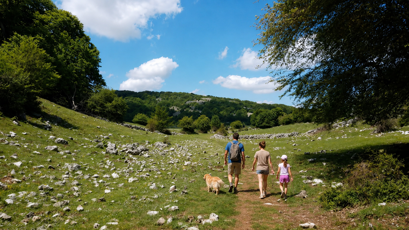 Passeggiata con cane in un bosco dei Monti Lucretili
